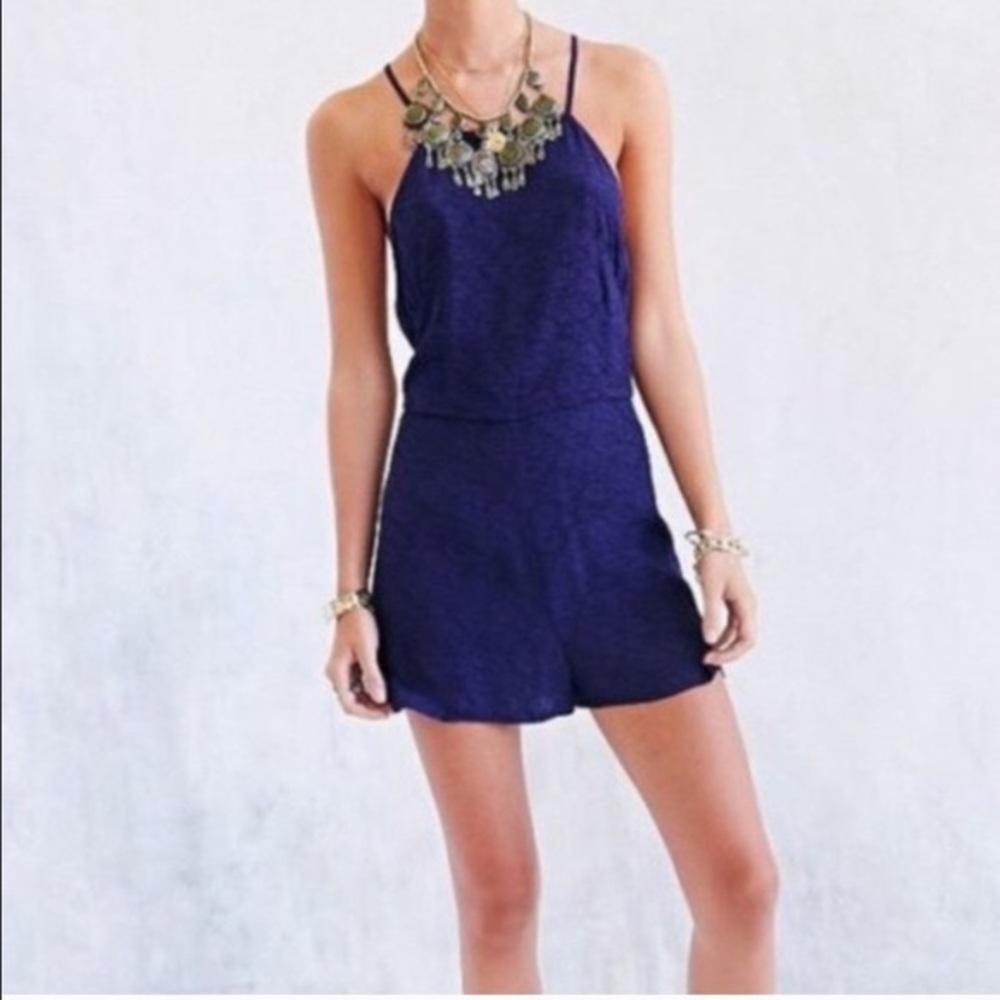 Cope Navy Blue Strappy Romper Urban Outfitters